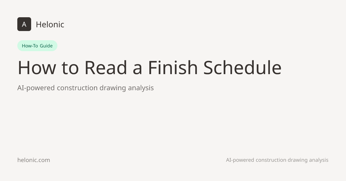 How to Read a Finish Schedule | Helonic