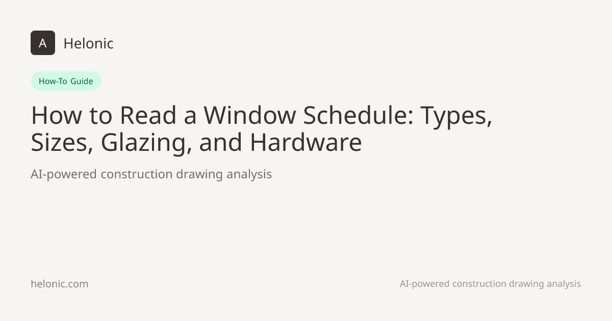 How to Read a Window Schedule: Types, Sizes, Glazing, and Hardware ...